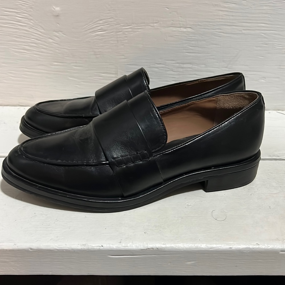 COS black leather loafers